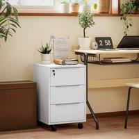 KORVIXA 3-Drawer Locking File Cabinet White in Warm White | Size: 0.6m2