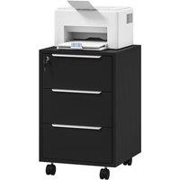 KORVIXA 3-Drawer Locking File Cabinet Black | Size: 0.6m2