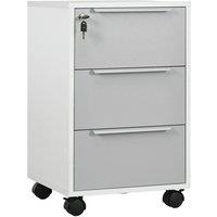 KORVIXA 3-Drawer Locking File Cabinet White & Grey | Size: 0.6m2