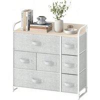 VOGREX Grey Steel Frame 7 Fabric Drawer Bedroom Storage Chest