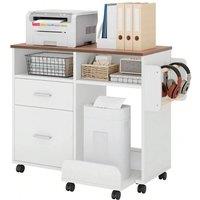 VOGREX White Mobile Printer Stand File Cabinet