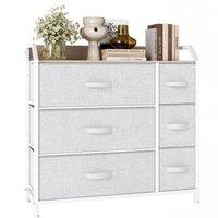 VOGREX Grey Metal Frame 6 Fabric Drawer Bedroom Storage Chest