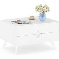 VOGREX Farmhouse Modern Coffee Table with Storage Space in White