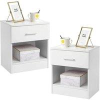 VOGREX Set of 2 White End Tables Modern Nightstands Drawer Shelf