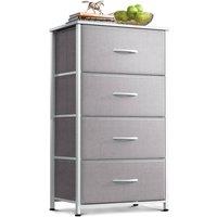 VOGREX Light Gray Tall Narrow 4 Fabric Drawer Storage Chest in Grey