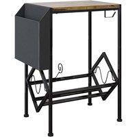 VOGREX Vintage 2-Tier Vinyl & CD Storage Rack Movable Media Shelf in Brown