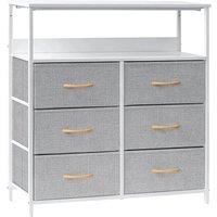 VOGREX Grey Wood & Metal 6-Drawer Chest Modern Storage Cabinet