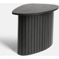 VOGREX Ribbed Black Wooden Coffee Table 55x39x41cm Modern Living Room | Size: 55 x 39 x 41 cm