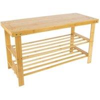VOGREX Freestanding Bamboo Shoe Rack Bench Hallway Storage in Beige