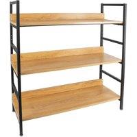 VOGREX 3-Tier Wooden Display Storage Shelf Unit 100x32x95cm Organizer in Beige | Size: 100 x 32 x 95 cm