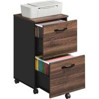 VOGREX Black Mobile 2-Drawer Office File Pedestal Cabinet in Brown