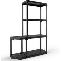 VOGREX 4-Tier Garage Storage Rack with Tool Organizer in Black
