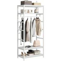 VOGREX White Hall Tree Coat Rack with 4 Shelves & Clothes Rail