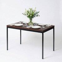 VOGREX Brown Rectangular Dining Table 120x70cm, Black Legs | Size: 120x70 cm