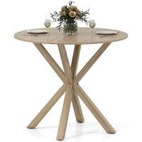 VOGREX Brown 90cm Round Wood Dining Table, Seats 2-4 People in Natural