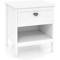 VOGREX 2-Tier Wood End Table, Open Storage Shelf in White