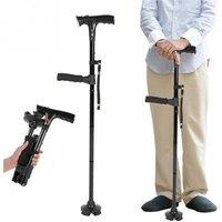 Nordara Foldable Adjustable Walking Stick LED Light Walking Cane Mobility Aid in Black