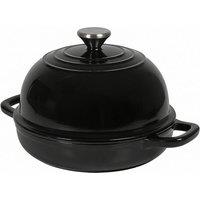 Toque Cast Iron Enamelled Dutch Oven Bread Baking Pot Casserole Dish Round in Black