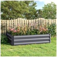Living and Home Galvanized Steel Rectangular Elevated Garden Bed Planter Box - 2x3.3 FT/3.3x3.3 FT/3.3x4 FT Outdoor Easy Setup Raised Bed