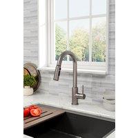 H&O Direct Pull Out Modern Single Handle Kitchen Faucet in Grey