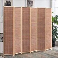 Living and Home 6-Panel Bamboo Woven Folding Room Divider in Brown
