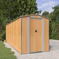 Berkfield Home Garden Shed Light Brown 192x606x223 cm Galvanised Steel | Size: 192 x 606 x 223 cm