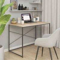 Berkfield Home Computer Desk Black & Oak 110x60x70 cm Engineered Wood in Brown | Size: 110 x 60 x 70 cm