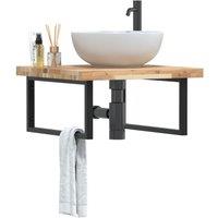 Berkfield Home Basin Shelf Wall Mounted Steel & Solid Wood Acacia in Brown