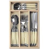 Laguiole 24 Piece Cutlery Set in Wooden Presentation Tray in Ivory