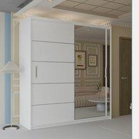 Sliding Wardrobes 4U Velson One Side Mirror Sliding Door Wardrobe 150cm X 217cm in White | Size: 150 cm X 217 cm