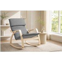STILVORA Grey Rocking Chair with High Back Linen Upholstery
