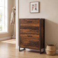 STILVORA Shoe Cabinet with 2 Flip Doors & Wood Effect in Brown