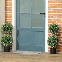 STILVORA Set of 2 Artificial Lavender Ball Trees in Pots in Green