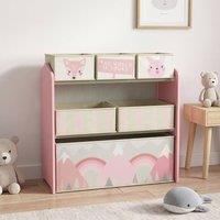 STILVORA Pink Toy Storage Organiser with 6 Fabric Bins