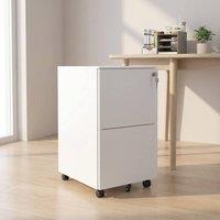 STILVORA Mobile Filing Cabinet with Lock & 2 Drawers, White
