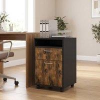 STILVORA Filing Cabinet with Drawer & Wheels Rustic Brown