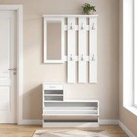STILVORA Shoe Cabinet with Mirror & Hooks White
