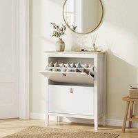STILVORA Shoe Cabinet with 2 Flip Drawers White