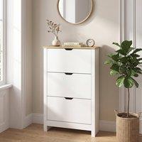 STILVORA Narrow Shoe Cabinet with 3 Flip Drawers, White
