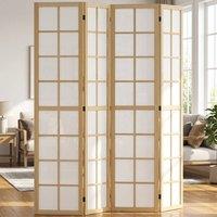 STILVORA 4 Panel Room Divider Folding Privacy Screen in Natural