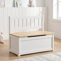 STILVORA Toy Box Storage Bench with Backrest in White