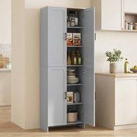 STILVORA Kitchen Storage Cabinet with 4 Doors & Shelves in Grey