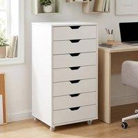 STILVORA Seven-Drawer Filing Cabinet with Wheels in White