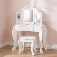 STILVORA Children's Dressing Table Set with Drawer in White