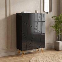 STILVORA Shoe Cabinet with 5 Shelves & Soft-Close Hinges in Black
