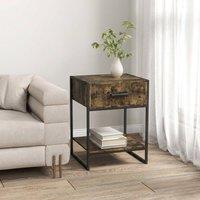 STILVORA Bedside Table with Drawer & Shelf in Rustic Brown