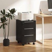 STILVORA Black Three-Drawer Filing Cabinet with Lock