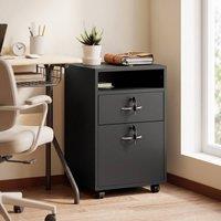 STILVORA 60 cm Filing Cabinet with Drawer & Wheels Black
