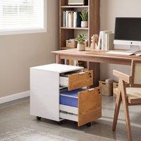 STILVORA Two-Drawer Lockable Filing Cabinet with Wheels in Natural