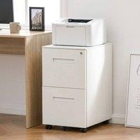 STILVORA Lockable 2-Drawer Filing Cabinet with Wheels in White